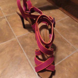 Orange and Purple Strappy Open Toed Platform Sandals